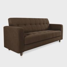 Imagem de Sofá 03 Lugares Arezzo Suede Marrom Pés Chanfrado Tabaco - D'Rossi