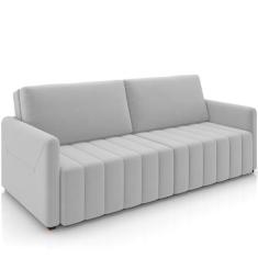 Imagem de Sofá Cama Retrátil para Sala de Estar 220cm Porthos M03 Veludo Cinza - Lyam Decor