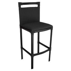 Imagem de Banqueta Alta Vigor Em Alumínio E Corda Náutica Preto Preto