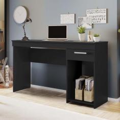 Imagem de Mesa Para Computador Escrivaninha Home Office Estudos 1 Gaveta 1 Nicho Escritório Quarto Preto