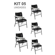 Imagem de Kit 05 Cadeiras Escolar com porta livros cor Preto