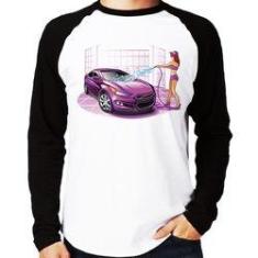 Imagem de Camiseta Raglan Lava Jato Carro Roxo Manga Longa - Foca Na Moda