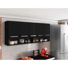 Imagem de Armario Aereo Filipinas Preto 5 Portas Brienza Movelaria