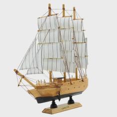 Imagem de Miniatura Barco Navio de Madeira Veleiro Decorativo – 29cm
