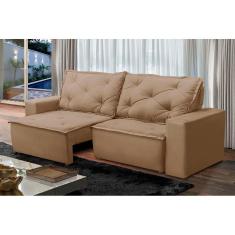 Imagem de Sofá Retrátil e Reclinável 3 lugares com Molas 1,80m Ana Suede Cappuccino Adonai Estofados