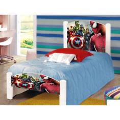 Imagem de Cama Montessoriana Solteiro Infantil Adesivada Heróis Com Grade De Pro