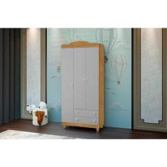 Imagem de Guarda-roupa Infantil 3 Portas 2 Gavetas Lara Nature/cinza