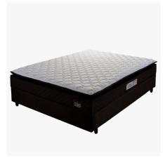 Imagem de Cama Box Casal Colchão Espuma D45 Pillow Top Strong 138X188X62Cm Marrom/Branco