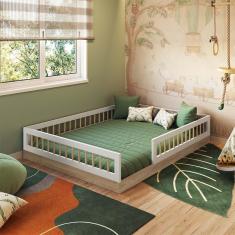 Imagem de Cama Infantil Montessoriana Aveiro Oak Branco Fada Completa - 144 x 195 cm