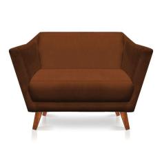 Imagem de Namoradeira 2 Lugares Pérsia Suede Pés Chanfrado Castanho - Pallazio Cor Terracota