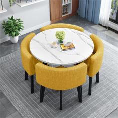 Imagem de Mesa de clube para sala de recepção de escritório, mesas pequenas para sala de conferências, mesa de centro e conjunto de cadeiras para 4, mesa de escritório simples, mesa e cadeira de móvei