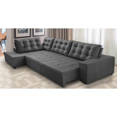 Imagem de Sofá de Canto Retrátil e Reclinável com Molas 3,40x2,00 Esq Jacke Suede Cinza Adonai Estofados