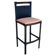 Imagem de Banqueta Alta Vigor Em Alumínio E Corda Náutica Azul Azul E Areia