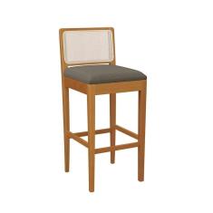 Imagem de Banqueta Em Madeira Maciça Sara Kappesberg Linho Mescla Chumbo Tela Bege