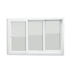 Imagem de Janela de PVC 120x240cm 3 Folhas com Vidro Liso e Cremona ITEC Brimak Branco