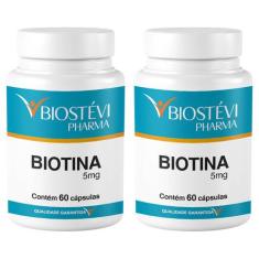 Imagem de Kit 2 Potes Biotina 5mg 60 Cápsulas