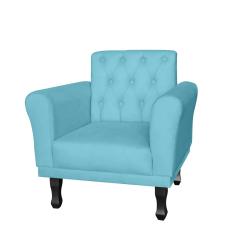Imagem de Poltrona Decorativa Classic Pés Luis XV Suede  Turquesa - DS Estofados