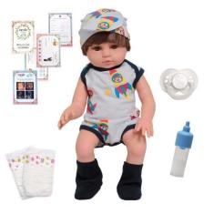 Imagem de Boneco Reborn Masculino Roupa Aviãozinho Pode Dar Banho - Cegonha Rebo