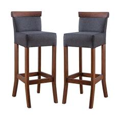 Imagem de Kit 2 Banquetas Alta com Encosto Estofada 36x100 Cm Diamantina Madeira Maciça Linho Cinza L67 - RMI