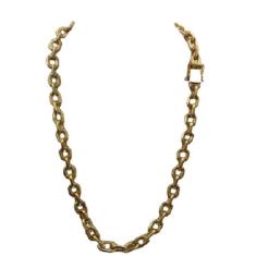 Imagem de Cordão 14Mm Masculino Cadeado Banhado A Ouro 18K Luxo