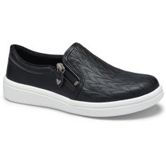 Imagem de Tênis Casual Slip On Mississipi MI812 Feminino - Preto/Branco