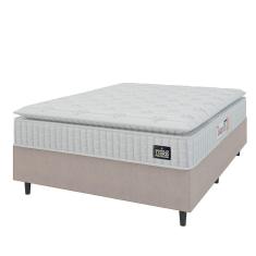 Imagem de Cama Box Colchão Casal Espuma D45 Lazio Pillow Top 138x67cm Branco/bege Hellen Branco