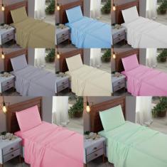 Imagem de Jogo De Cama Box Solteiro 03 Peças 100% Algodão Lençol Liso Percal 300