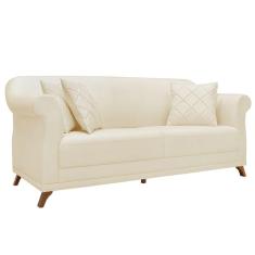Imagem de Sofá 2 Lugares para Sala de Estar 180cm Eva Linho Pérola - Montanaris Decor