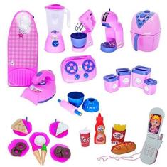 Imagem de Kit Casinha Comidinhas Fogão Cooktop Forminha Celular 36pç