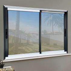 Imagem de Janela Elite 2 Folhas Moveis 100 X 150 Vidro Reflex Mix Preto