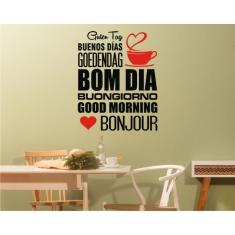 Imagem de Adesivo de parede frase Bom dia Café tam 50cmx60cm