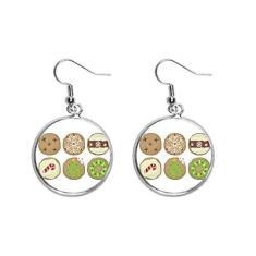 Imagem de Brinco de prata com ilustração verde circular de árvore de Natal joia feminina