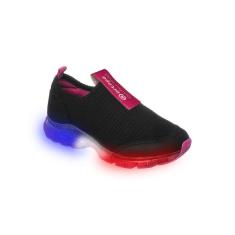 Imagem de Tênis de Led Infantil Feminino Ortopé Power Light Detalhe Gorgurão Preto e Pink
