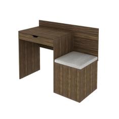 Imagem de Escrivaninha Com Puff 1 Gaveta 107,3x84,5x46,5 cm Nogal - Tecnomobili
