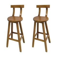 Imagem de Kit 2 Banquetas Altas de Madeira com Encosto Girafa Natural