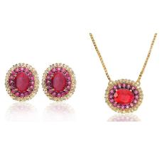 Imagem de Conjunto Vivid Brinco e Corrente Oval Rubi Ouro Semi Joia