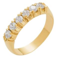 Imagem de Meia Aliança de Ouro 18k Scintille com Brilhantes de 3mm - Meu Anel