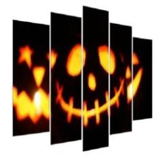 Imagem de Quadro Decorativo Mosaico 5 Peças Mod905 Abóbora Halloween