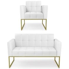 Imagem de Sof  Namoradeira E 1 Poltrona Base Industrial Dourado Ana Sin