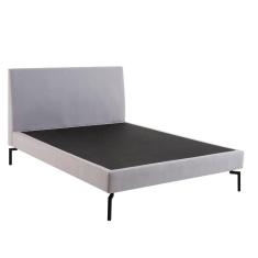 Imagem de Cama Casal Queen Ariel Daf p/ Colchão 158 cm Cabeceira Linho Cinza Claro Base Aço Carbono Preto