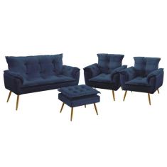 Imagem de Namoradeira e 2 Poltronas Beta com Puff Lunar Sued Aradecor