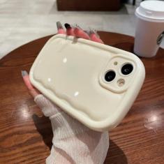 Imagem de Capa de telefone oval de cor doce fofa coreana para iPhone 15 14 13 12 11 Pro Max XS X XR 7 8 Plus SE 3 Capa de amortecedor de almofada de ar brilhante, branca, para iphone 11