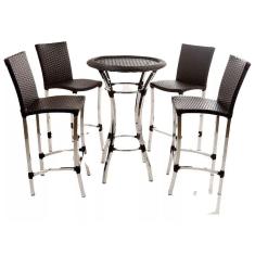 Imagem de Conjunto de 2 Banquetas e Bistrô em Alumínio para Cozinha, Balcão, Edícula - Trama