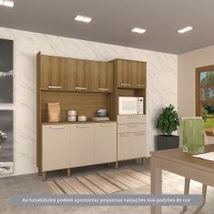 Imagem de Cozinha Compacta 10 Portas E 2 Gavetas Com Tampo Luciane Móveis Carvalho Avelã Cinnamon