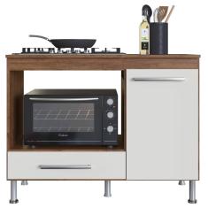 Imagem de Balcão para Cooktop Indekes 105cm 1 Porta 1 Gaveta Cor Noce Off White