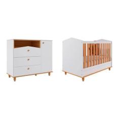 Imagem de Quarto de Bebê Completo com Cômoda e Berço 100% MDF Permóbili Baby Bra