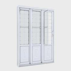 Imagem de Porta de Aço de Correr 213x150 com Grade Quadrada e Postigo Facilita Lucasa