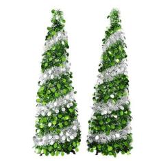 Imagem de Árvore de Natal artificial pop-up de 10 cm, árvore artificial pop-up, árvore de Natal com lápis dobrável para ambientes internos, externos, apartamentos, decorações de festa e decoração de casa.