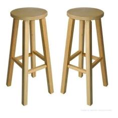 Imagem de Kit 2 Banqueta Alta Hardman Madeira Natural Assento Redondo