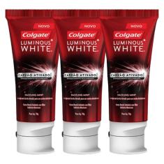 Imagem de Kit C/ 3 Cremes Dental Colgate Luminous White Carvão Ativado 70g